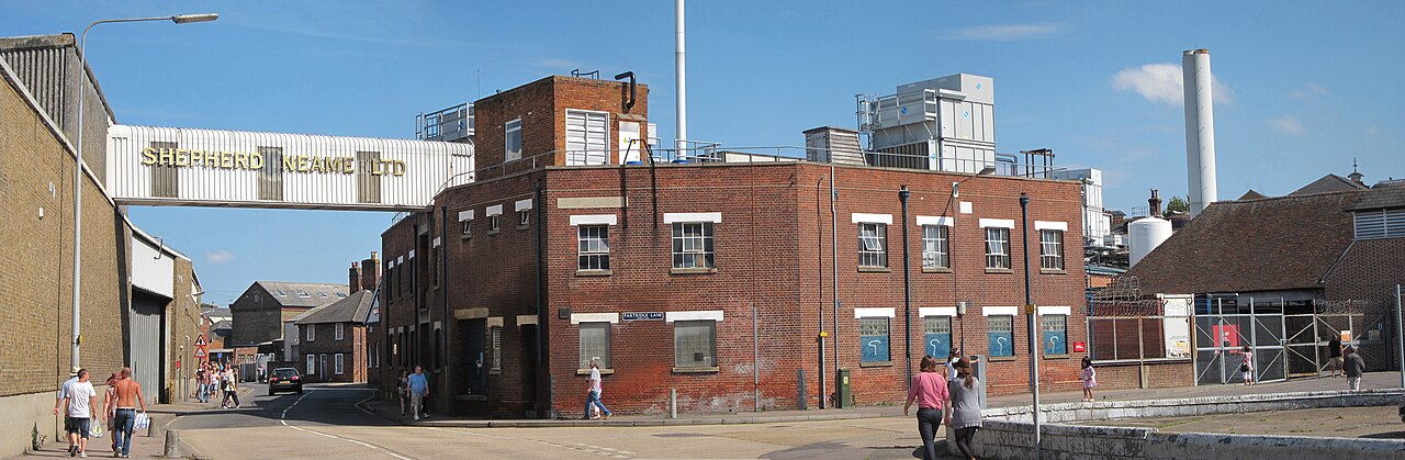 The Shepherd Neame brewery facade in Faversham, photographed in September 2011